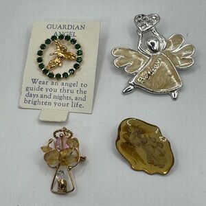 Guardian Angel Brooch Set - Gold and Silver. Great Condition.